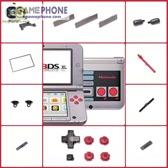 Nintendo 3DS XL Retro NES Edition ABXY DPAD Bar Buttons Set Glass Lens Replacement
